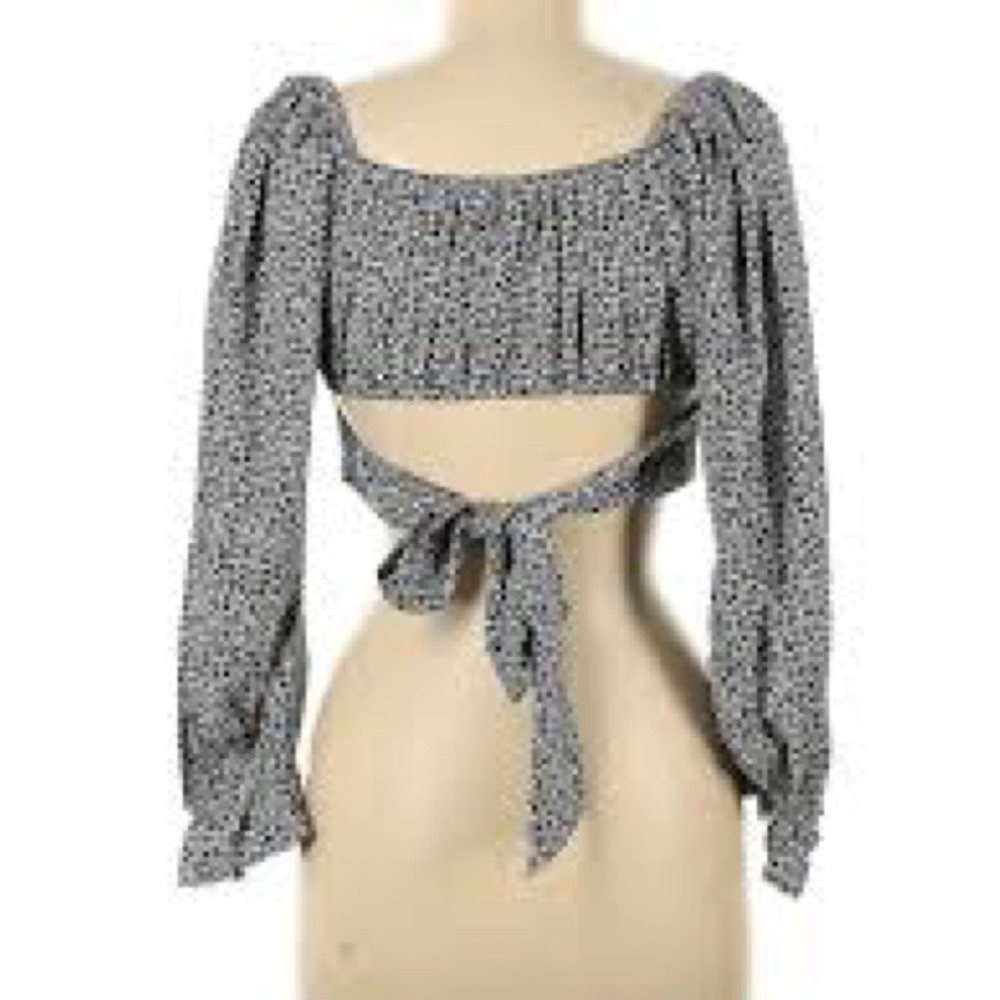 Whiteroom & Cactus Black & White Crop Top Waist Tie Wrap Size Medium